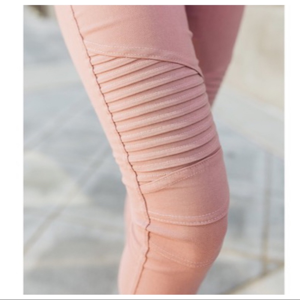Mauve stretch Motto jeggings with zipper Trim - Picture 5 of 7